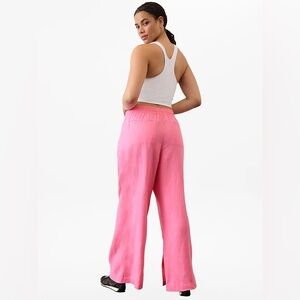 Athleta Retreat Linen High Rise Wide Leg Pant pink size medium